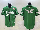 Men's Philadelphia Eagles Team Big Logo Green 2025 Super Bowl LIX Patch Stitched Baseball Jersey,baseball caps,new era cap wholesale,wholesale hats